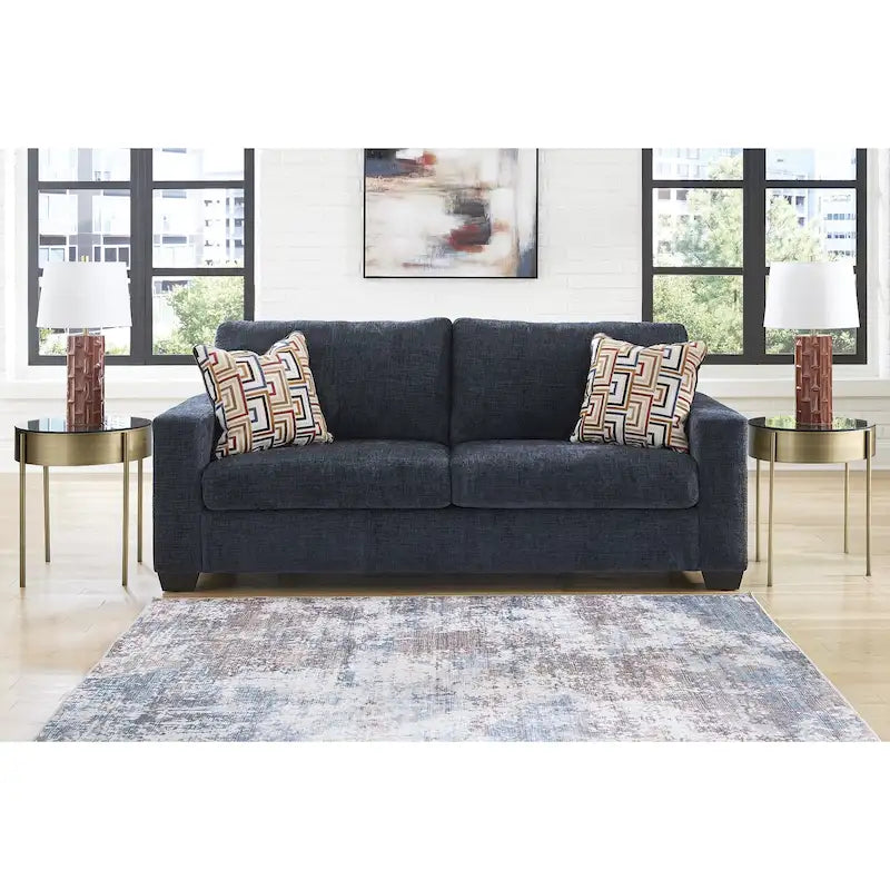 Bold Colorful Accent Sofa with Decorative Throw Pillows