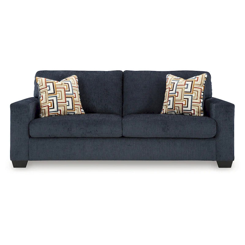 Bold Colorful Accent Sofa with Decorative Throw Pillows