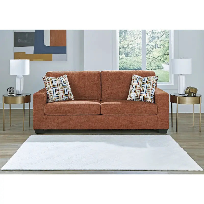 Bold Colorful Accent Sofa with Decorative Throw Pillows