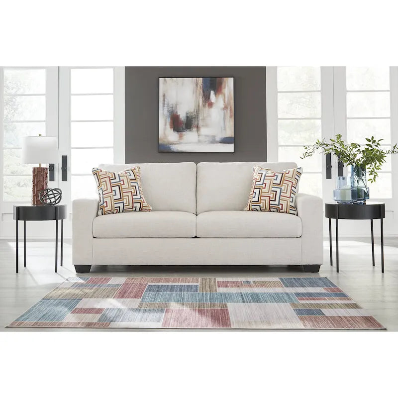 Bold Colorful Accent Sofa with Decorative Throw Pillows