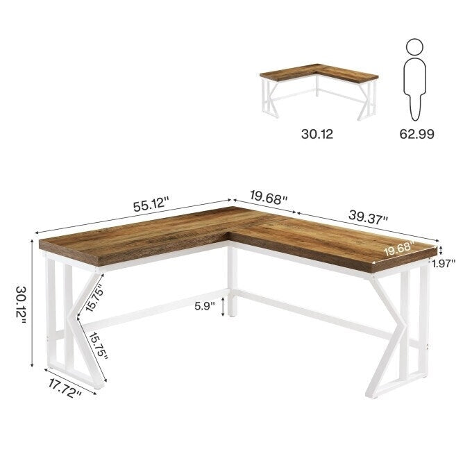 L-shaped Computer Desk, Industrial Corner Home Office Desk