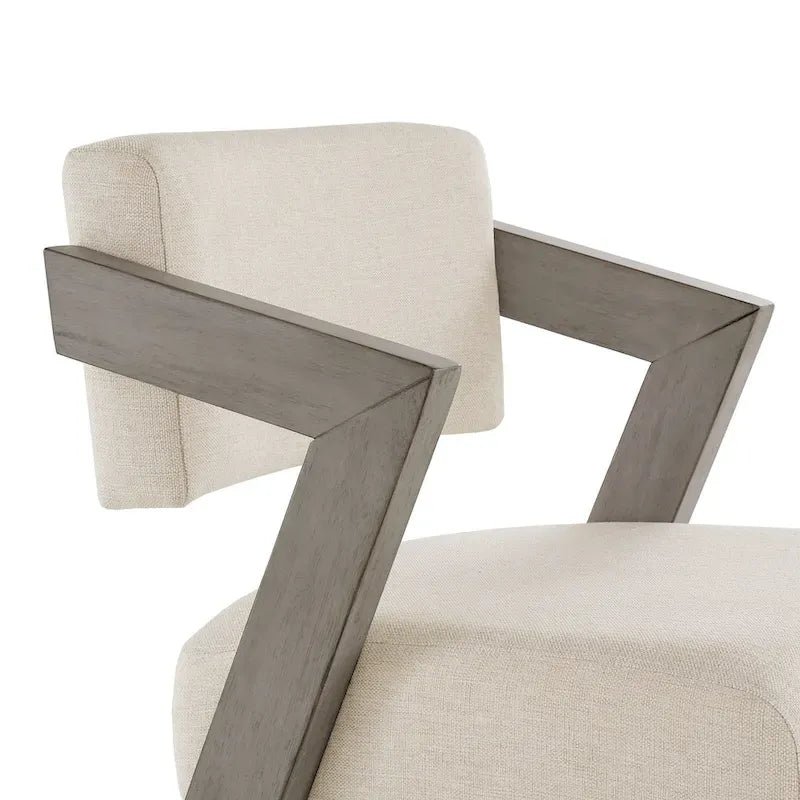 Wood Finish Rubberwood Bar Counter Stool with Tilting Backrest Cushioned Seat Charcoal Ivory