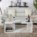 Faux Marble Coffee Table with LED Lighting Option and Open Shelf