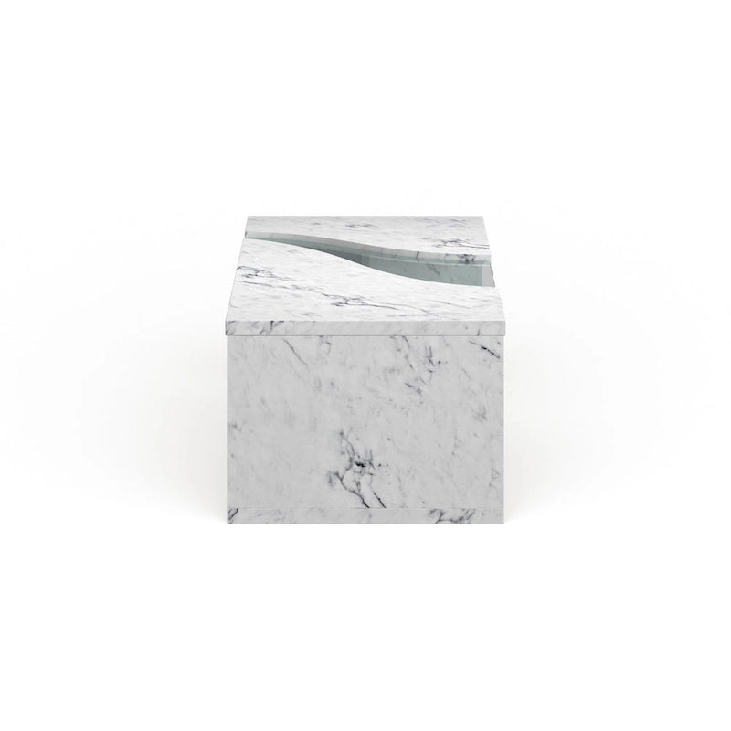 Faux Marble Coffee Table with LED Lighting Option and Open Shelf