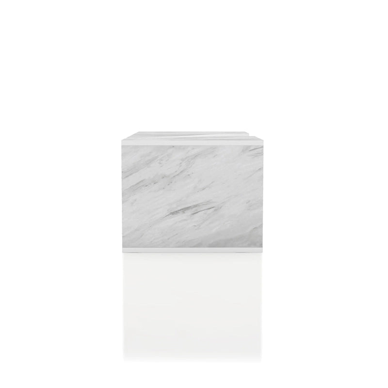Faux Marble Coffee Table with LED Lighting Option and Open Shelf