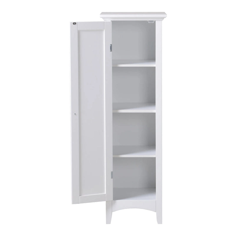 White Single Door Storage Pantry Cabinet with Adjustable Shelves