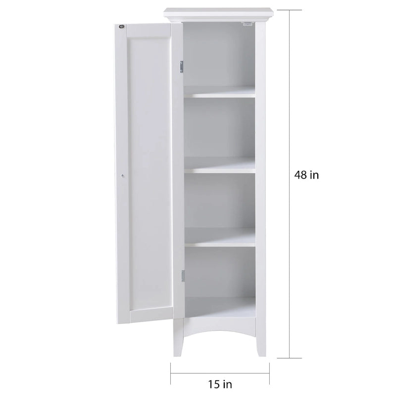 White Single Door Storage Pantry Cabinet with Adjustable Shelves