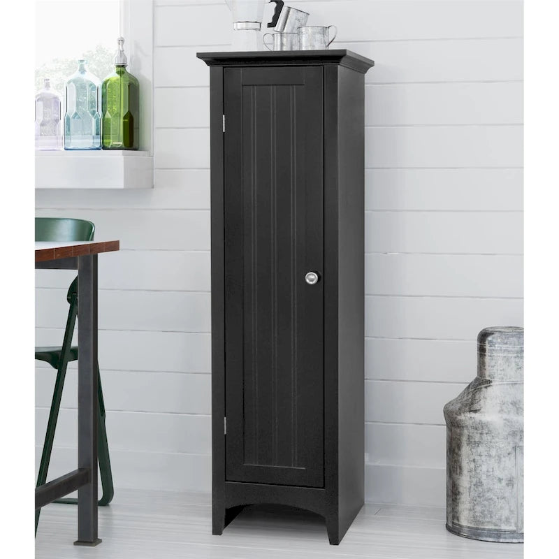 White Single Door Storage Pantry Cabinet with Adjustable Shelves