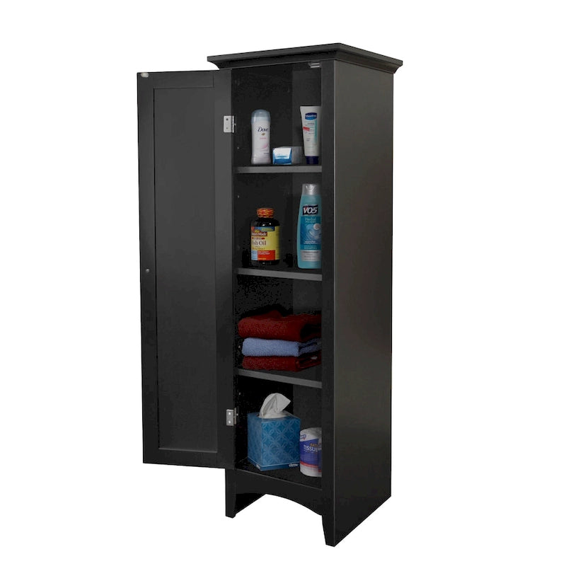 White Single Door Storage Pantry Cabinet with Adjustable Shelves