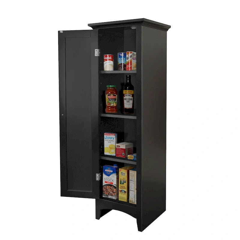 White Single Door Storage Pantry Cabinet with Adjustable Shelves