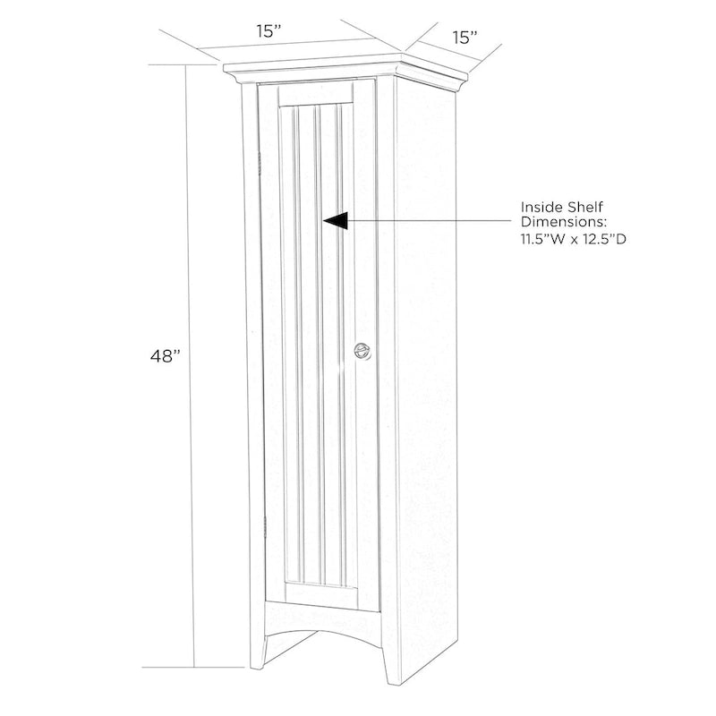 White Single Door Storage Pantry Cabinet with Adjustable Shelves
