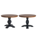 Two-Tone Round Rubberwood Dining Table with Distressed Pedestal Base
