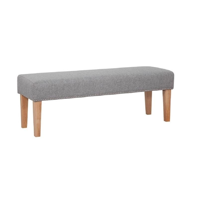 Upholstered Accent Bench with Silver Nailhead Trim and Tapered Legs