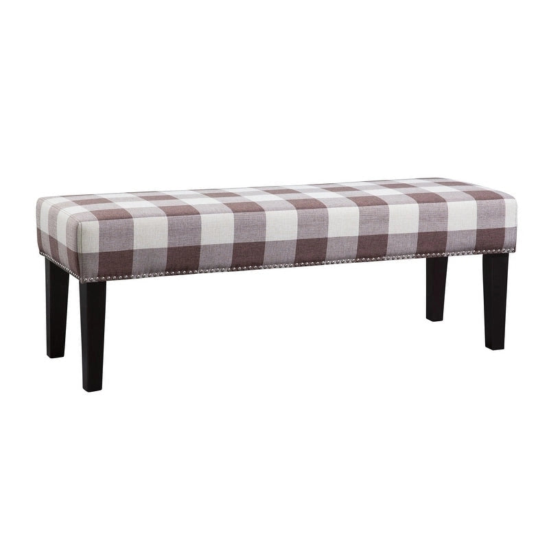 Upholstered Accent Bench with Silver Nailhead Trim and Tapered Legs