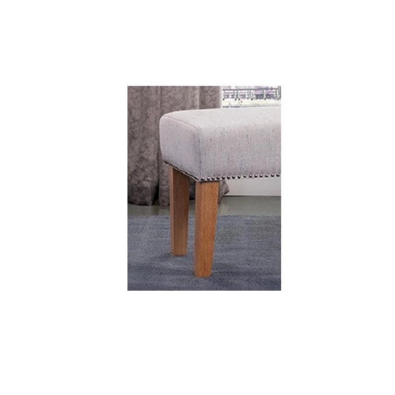 Upholstered Accent Bench with Silver Nailhead Trim and Tapered Legs