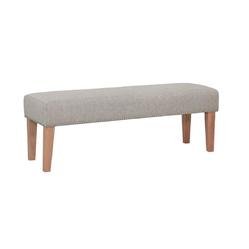 Upholstered Accent Bench with Silver Nailhead Trim and Tapered Legs