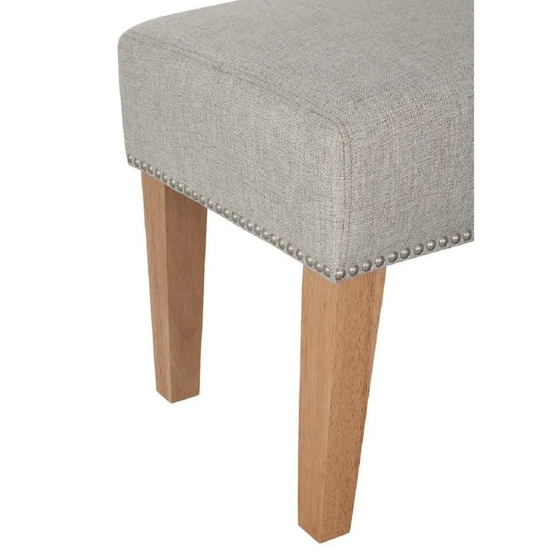 Upholstered Accent Bench with Silver Nailhead Trim and Tapered Legs