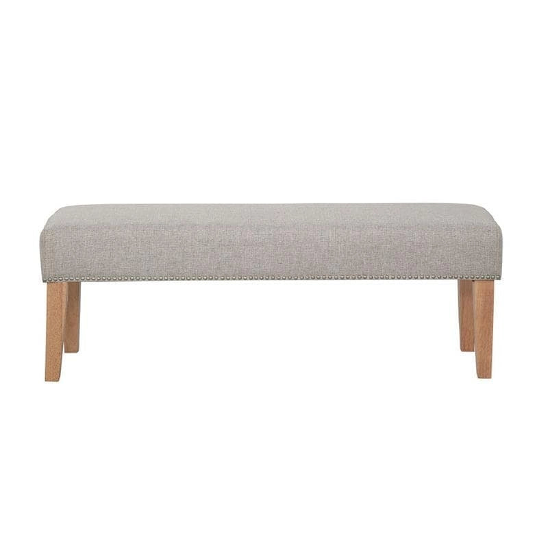 Upholstered Accent Bench with Silver Nailhead Trim and Tapered Legs