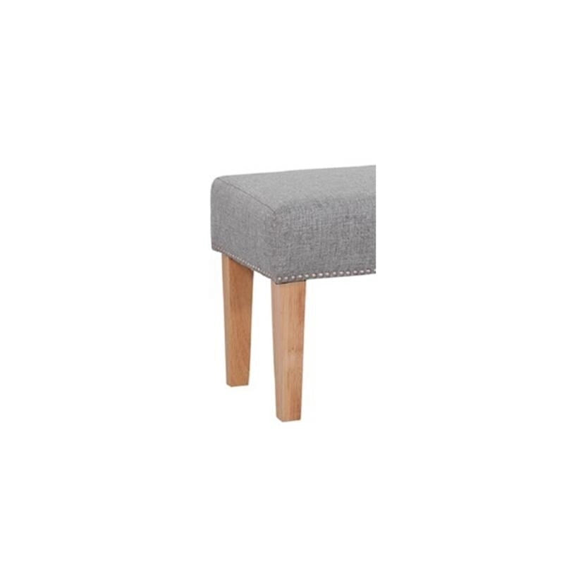 Upholstered Accent Bench with Silver Nailhead Trim and Tapered Legs