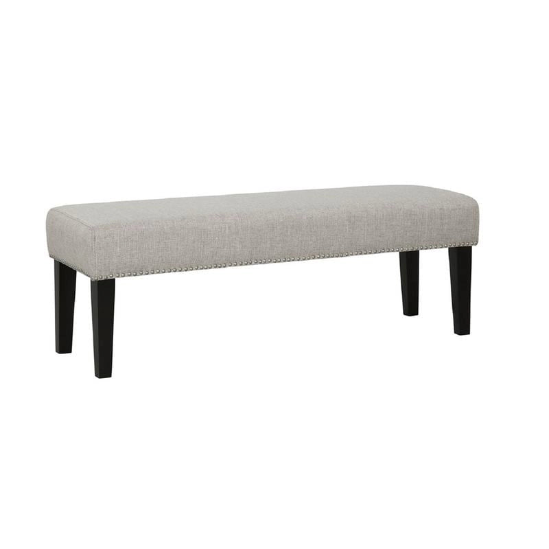 Upholstered Accent Bench with Silver Nailhead Trim and Tapered Legs