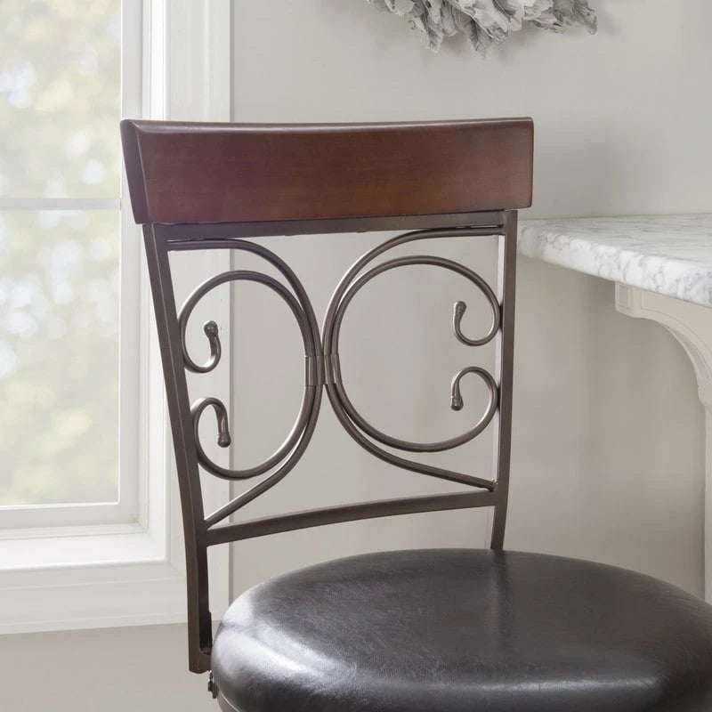 Big & Tall Metal Scroll Swivel Barstool with Dark Bronze or Pewter Finish