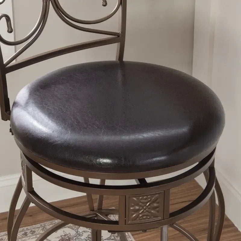 Big & Tall Metal Scroll Swivel Barstool with Dark Bronze or Pewter Finish