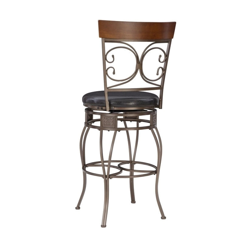 Big & Tall Metal Scroll Swivel Barstool with Dark Bronze or Pewter Finish