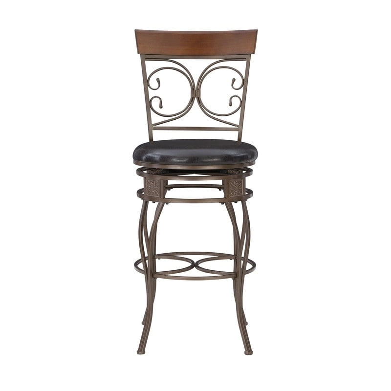 Big & Tall Metal Scroll Swivel Barstool with Dark Bronze or Pewter Finish