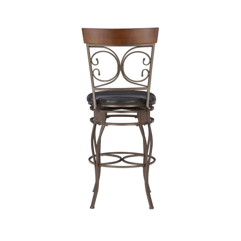 Big & Tall Metal Scroll Swivel Barstool with Dark Bronze or Pewter Finish