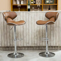 Leatherette Airlift Adjustable Swivel Barstool with Chrome Base