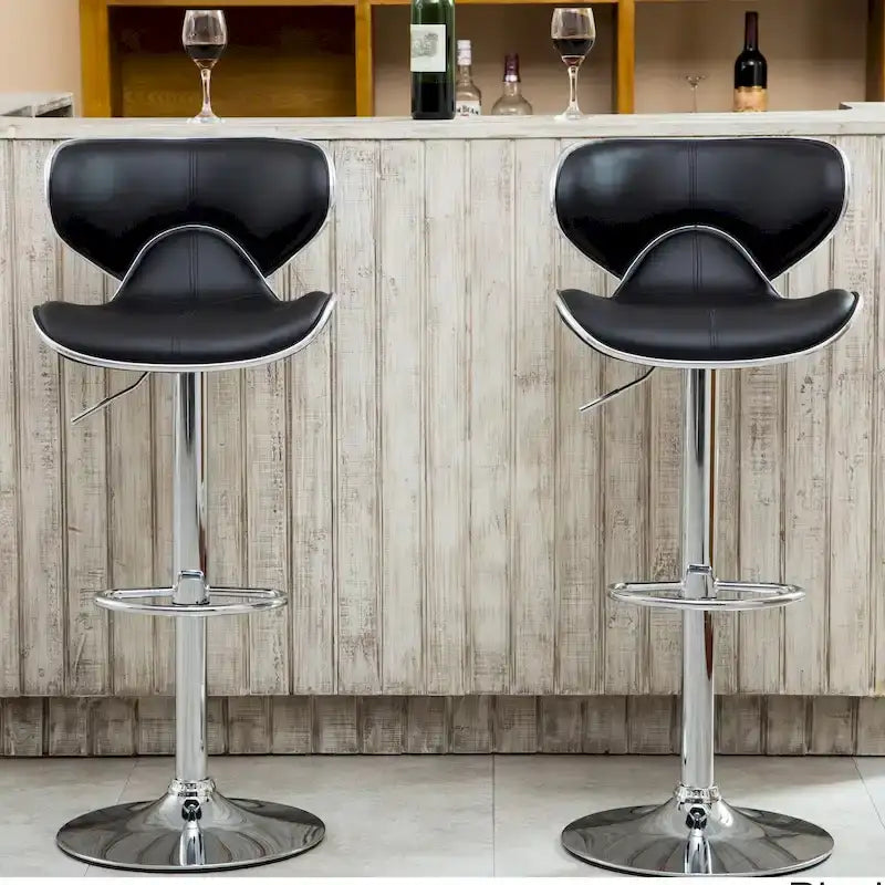 Leatherette Airlift Adjustable Swivel Barstool with Chrome Base