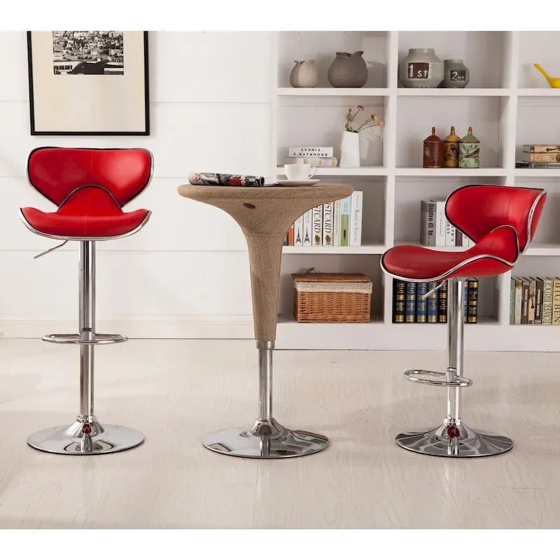 Leatherette Airlift Adjustable Swivel Barstool with Chrome Base