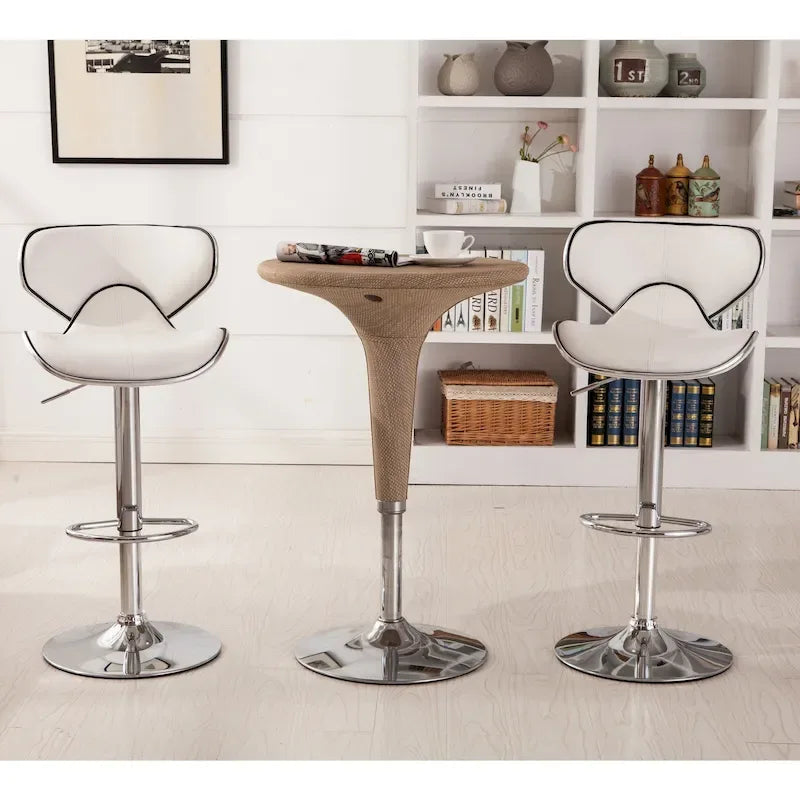 Leatherette Airlift Adjustable Swivel Barstool with Chrome Base