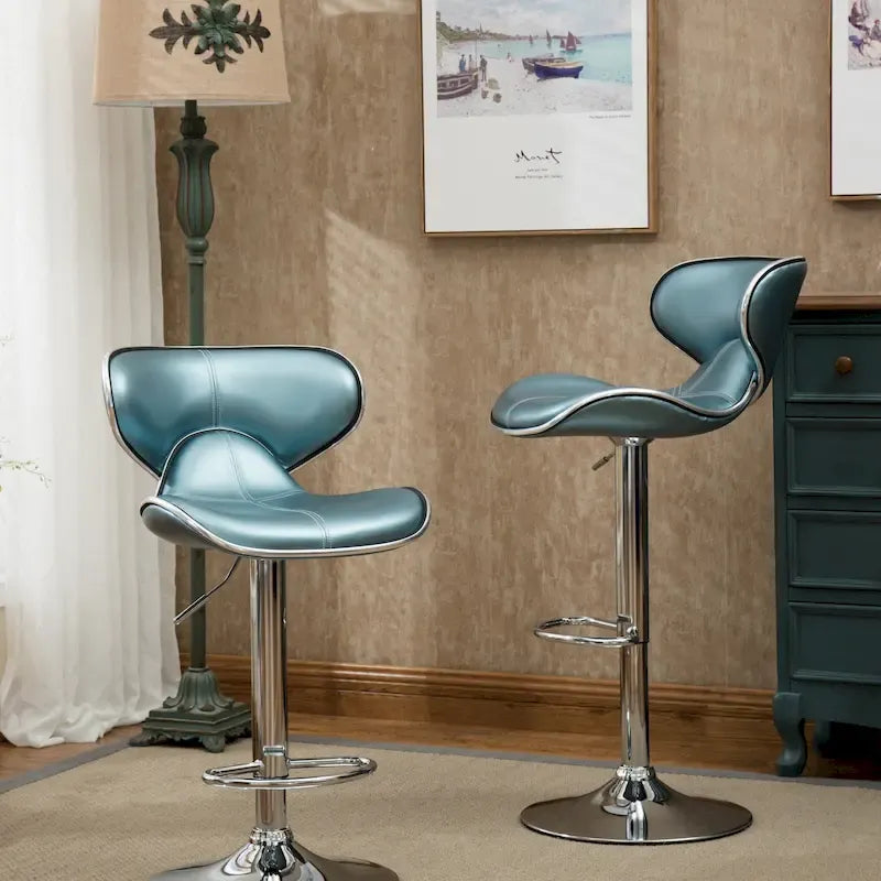 Leatherette Airlift Adjustable Swivel Barstool with Chrome Base