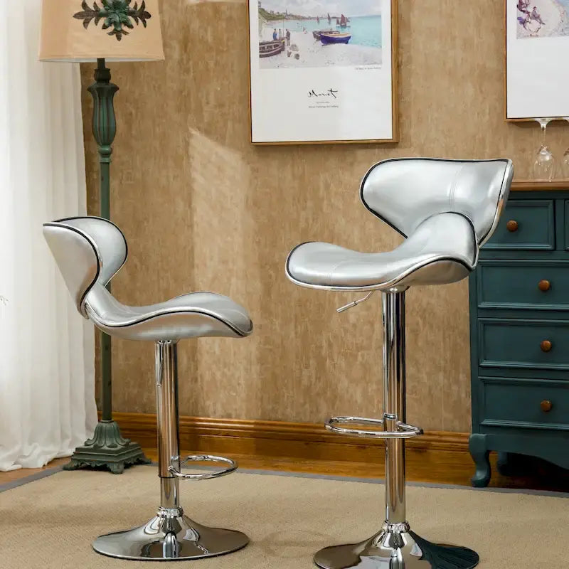 Leatherette Airlift Adjustable Swivel Barstool with Chrome Base