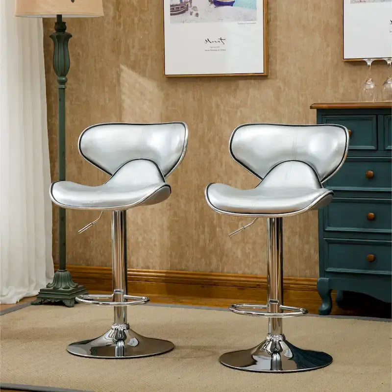 Leatherette Airlift Adjustable Swivel Barstool with Chrome Base