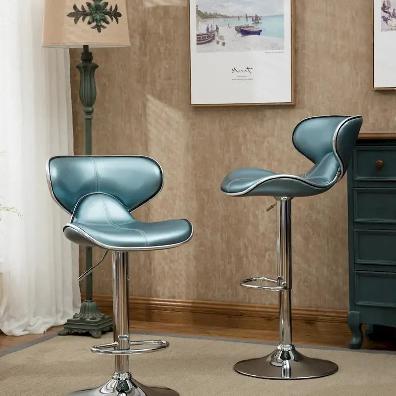 Leatherette Airlift Adjustable Swivel Barstool with Chrome Base