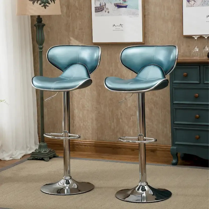 Leatherette Airlift Adjustable Swivel Barstool with Chrome Base