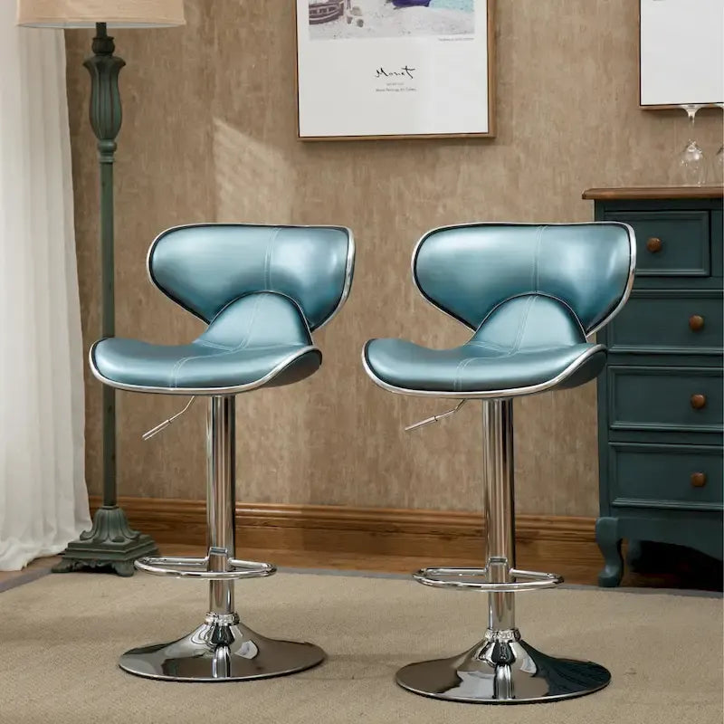 Leatherette Airlift Adjustable Swivel Barstool with Chrome Base
