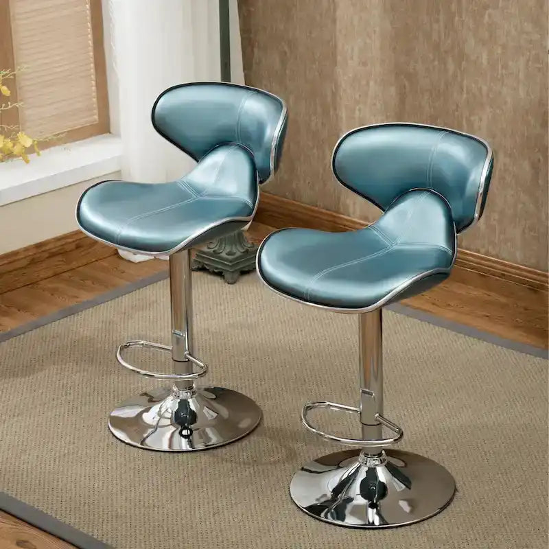 Leatherette Airlift Adjustable Swivel Barstool with Chrome Base