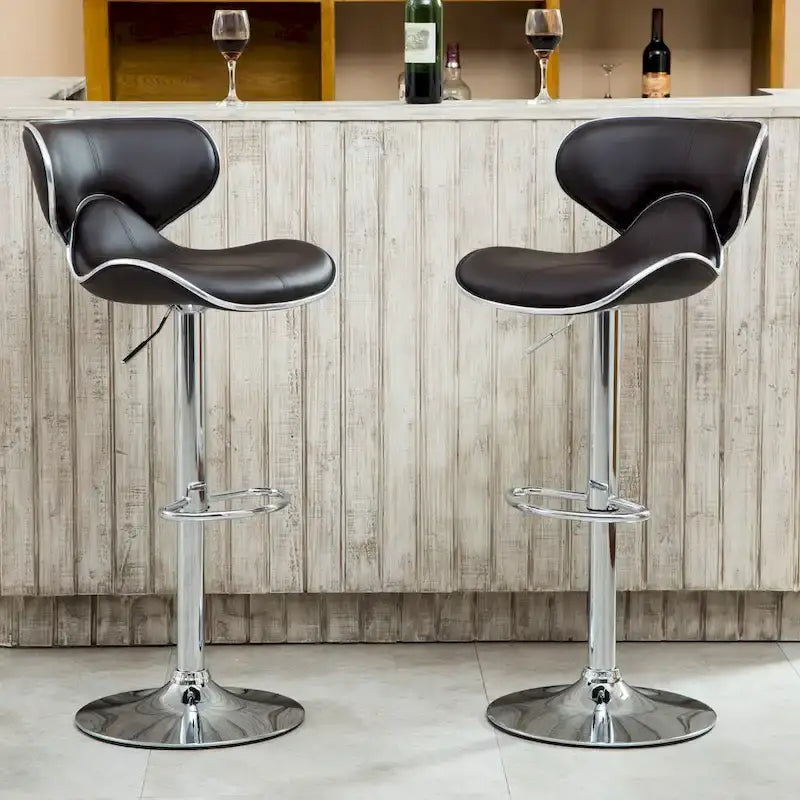 Leatherette Airlift Adjustable Swivel Barstool with Chrome Base