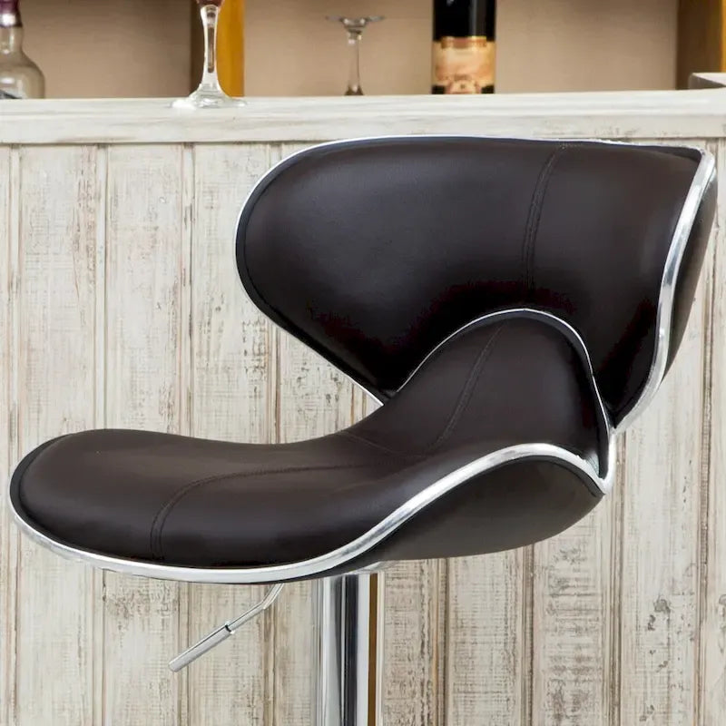 Leatherette Airlift Adjustable Swivel Barstool with Chrome Base