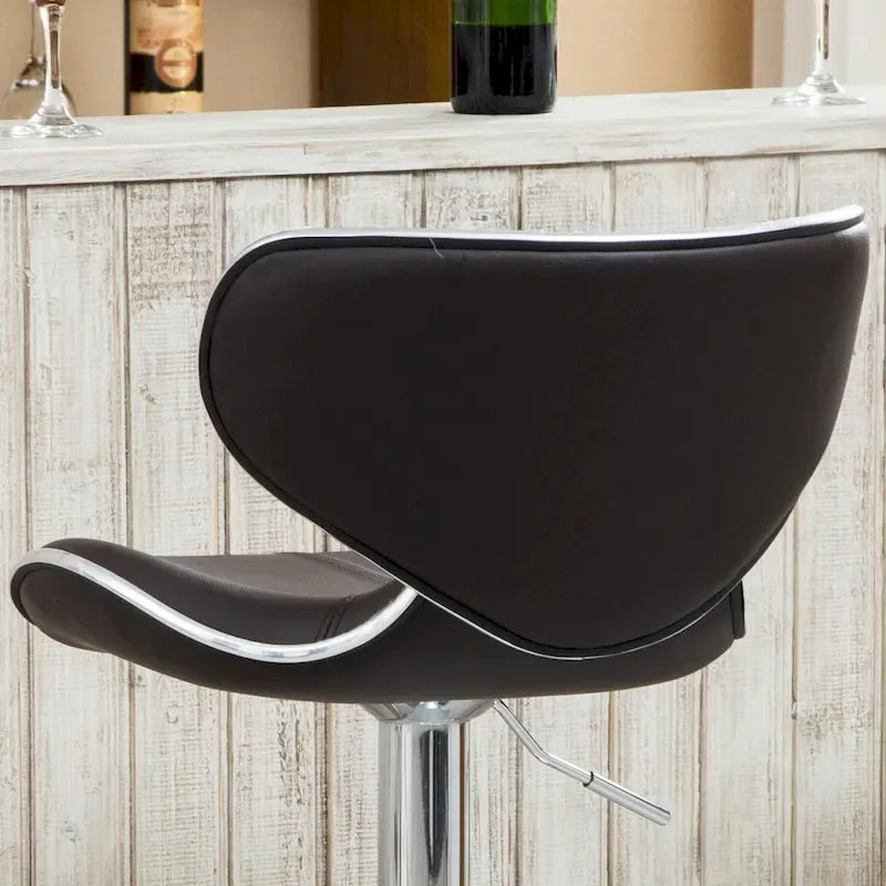 Leatherette Airlift Adjustable Swivel Barstool with Chrome Base