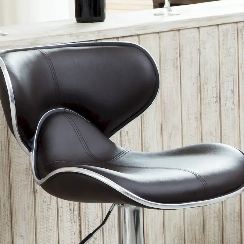Leatherette Airlift Adjustable Swivel Barstool with Chrome Base