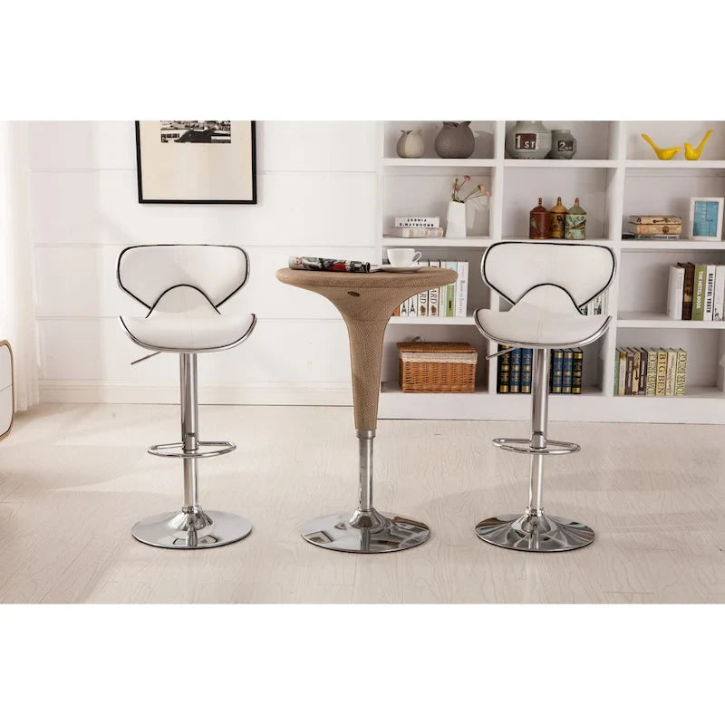 Leatherette Airlift Adjustable Swivel Barstool with Chrome Base