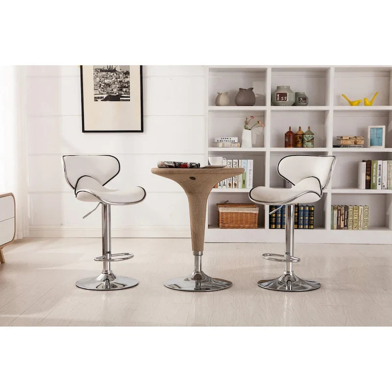Leatherette Airlift Adjustable Swivel Barstool with Chrome Base