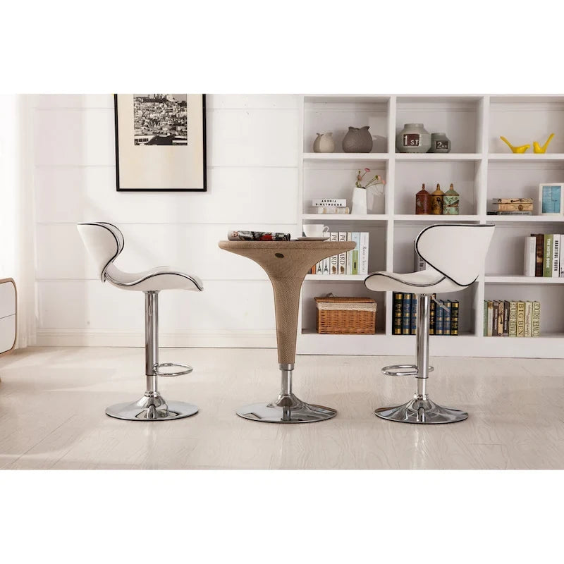 Leatherette Airlift Adjustable Swivel Barstool with Chrome Base