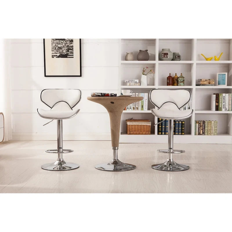 Leatherette Airlift Adjustable Swivel Barstool with Chrome Base