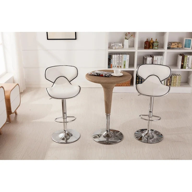 Leatherette Airlift Adjustable Swivel Barstool with Chrome Base