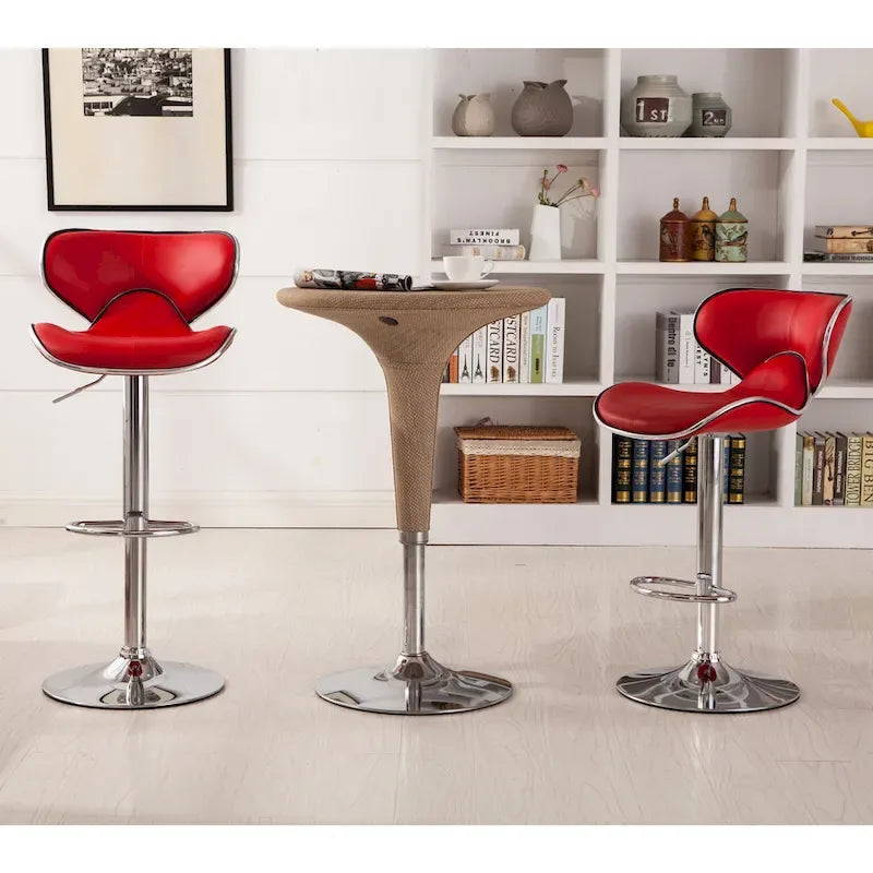 Leatherette Airlift Adjustable Swivel Barstool with Chrome Base